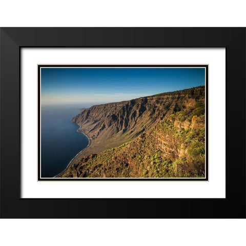 Canary Islands-El Hierro Island-Mirador de Isora-elevated view of the east coast Black Modern Wood Framed Art Print with Double Matting by Bibikow, Walter