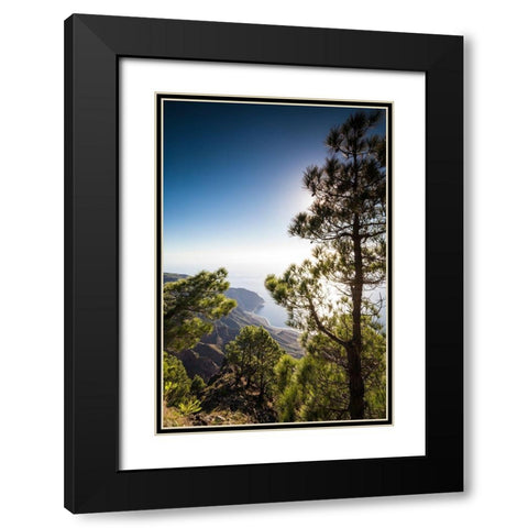 Canary Islands-El Hierro Island-Mirador de las Playas-elevated view of the east coast Black Modern Wood Framed Art Print with Double Matting by Bibikow, Walter