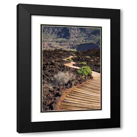 Canary Islands-El Hierro Island-Las Puntas-La Maceta-coastal walkway Black Modern Wood Framed Art Print with Double Matting by Bibikow, Walter
