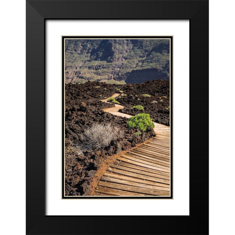 Canary Islands-El Hierro Island-Las Puntas-La Maceta-coastal walkway Black Modern Wood Framed Art Print with Double Matting by Bibikow, Walter