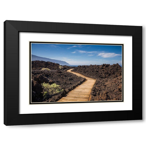 Canary Islands-El Hierro Island-Las Puntas-La Maceta-coastal walkway Black Modern Wood Framed Art Print with Double Matting by Bibikow, Walter