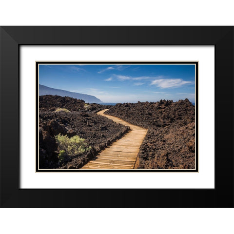 Canary Islands-El Hierro Island-Las Puntas-La Maceta-coastal walkway Black Modern Wood Framed Art Print with Double Matting by Bibikow, Walter