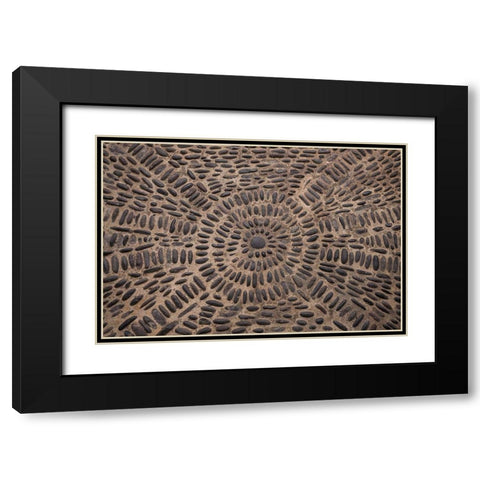 Canary Islands-Tenerife Island-Garachico-Iglesia de Santa Ana church-floor pattern Black Modern Wood Framed Art Print with Double Matting by Bibikow, Walter