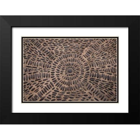 Canary Islands-Tenerife Island-Garachico-Iglesia de Santa Ana church-floor pattern Black Modern Wood Framed Art Print with Double Matting by Bibikow, Walter