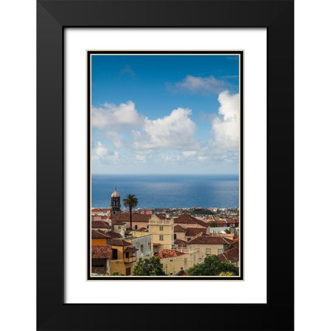 Canary Islands-Tenerife Island-La Orotava-elevated town view Black Modern Wood Framed Art Print with Double Matting by Bibikow, Walter