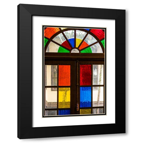 Canary Islands-Tenerife Island-La Orotava-traditional Canarian house with stained glass windows Black Modern Wood Framed Art Print with Double Matting by Bibikow, Walter