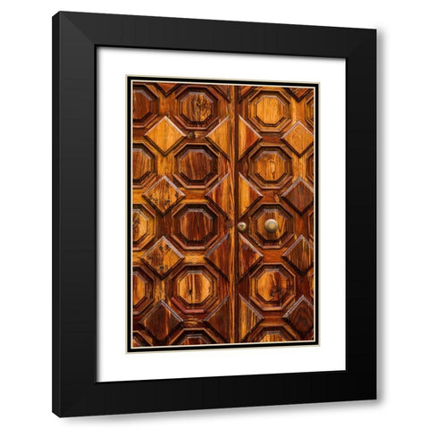 Canary Islands-Tenerife Island-La Orotava-door detail Black Modern Wood Framed Art Print with Double Matting by Bibikow, Walter