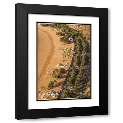 Canary Islands-Tenerife Island-San Andres-elevated view of San Andres Beach Black Modern Wood Framed Art Print with Double Matting by Bibikow, Walter