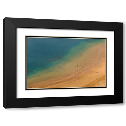 Canary Islands-Tenerife Island-San Andres-elevated view of San Andres Beach Black Modern Wood Framed Art Print with Double Matting by Bibikow, Walter