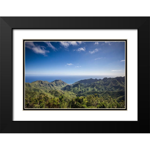 Canary Islands-Tenerife Island-northeast-La Cumbrilla-view of the Anaga Mountains Black Modern Wood Framed Art Print with Double Matting by Bibikow, Walter