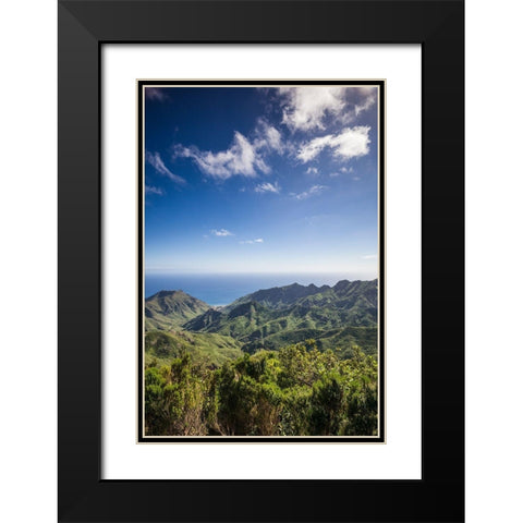 Canary Islands-Tenerife Island-northeast-La Cumbrilla-view of the Anaga Mountains Black Modern Wood Framed Art Print with Double Matting by Bibikow, Walter