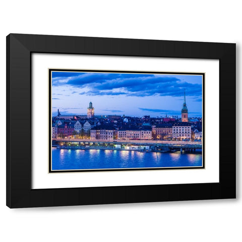 Sweden-Stockholm-Gamla Stan-Old Town-high angle view-dusk Black Modern Wood Framed Art Print with Double Matting by Bibikow, Walter
