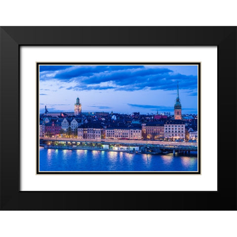 Sweden-Stockholm-Gamla Stan-Old Town-high angle view-dusk Black Modern Wood Framed Art Print with Double Matting by Bibikow, Walter