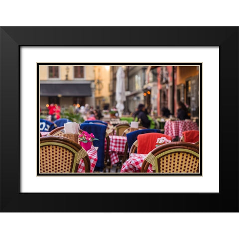 Sweden-Stockholm-Gamla Stan-Old Town-cafe tables Black Modern Wood Framed Art Print with Double Matting by Bibikow, Walter