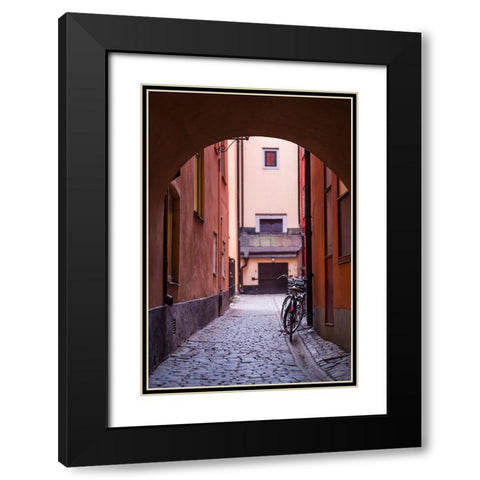Sweden-Stockholm-Gamla Stan-Old Town-Royal Palace-old town street Black Modern Wood Framed Art Print with Double Matting by Bibikow, Walter