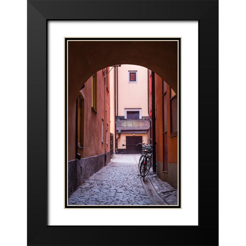 Sweden-Stockholm-Gamla Stan-Old Town-Royal Palace-old town street Black Modern Wood Framed Art Print with Double Matting by Bibikow, Walter