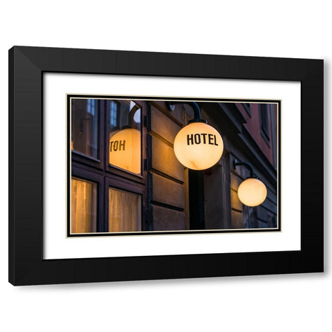 Sweden-Stockholm-Gamla Stan-Old Town-hotel sign Black Modern Wood Framed Art Print with Double Matting by Bibikow, Walter
