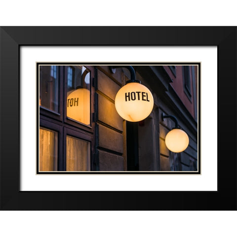 Sweden-Stockholm-Gamla Stan-Old Town-hotel sign Black Modern Wood Framed Art Print with Double Matting by Bibikow, Walter