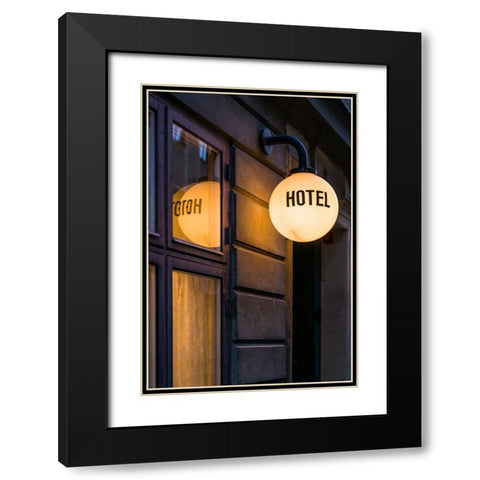 Sweden-Stockholm-Gamla Stan-Old Town-hotel sign Black Modern Wood Framed Art Print with Double Matting by Bibikow, Walter