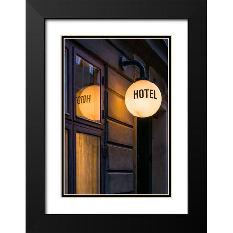 Sweden-Stockholm-Gamla Stan-Old Town-hotel sign Black Modern Wood Framed Art Print with Double Matting by Bibikow, Walter