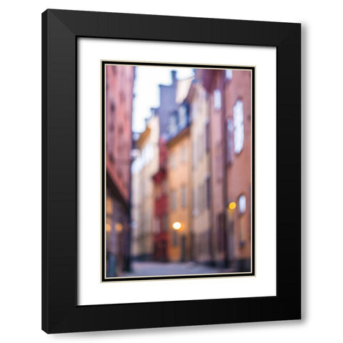Sweden-Stockholm-Gamla Stan-Old Town-Royal Palace-old town street, Black Modern Wood Framed Art Print with Double Matting by Bibikow, Walter