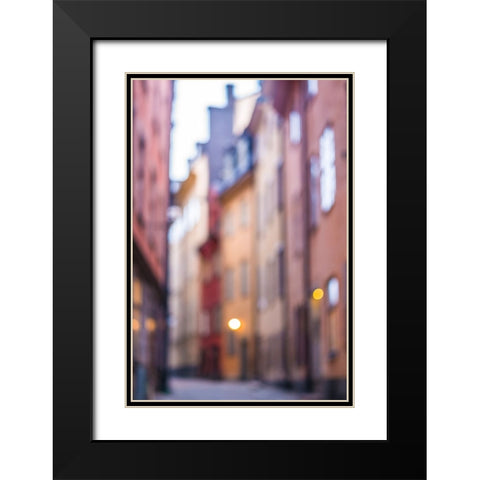 Sweden-Stockholm-Gamla Stan-Old Town-Royal Palace-old town street, Black Modern Wood Framed Art Print with Double Matting by Bibikow, Walter