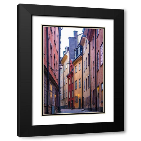 Sweden-Stockholm-Gamla Stan-Old Town-Royal Palace-old town street Black Modern Wood Framed Art Print with Double Matting by Bibikow, Walter