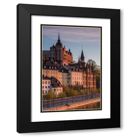 Sweden-Stockholm-view towards Sodermalm neighborhood-sunset Black Modern Wood Framed Art Print with Double Matting by Bibikow, Walter