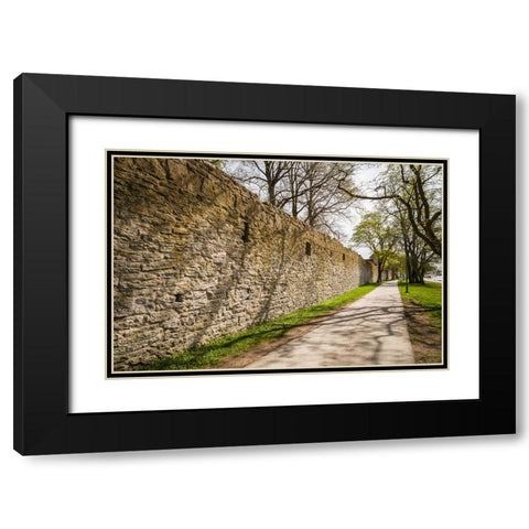 Sweden-Gotland Island-Visby-12th century city wall-most complete medieval city wall in Europe Black Modern Wood Framed Art Print with Double Matting by Bibikow, Walter