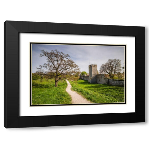Sweden-Gotland Island-Visby-12th century city wall-most complete medieval city wall in Europe Black Modern Wood Framed Art Print with Double Matting by Bibikow, Walter