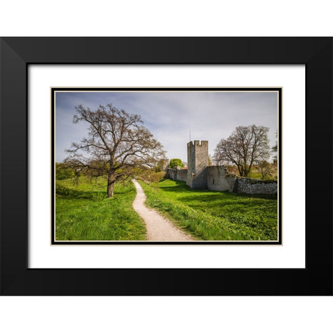 Sweden-Gotland Island-Visby-12th century city wall-most complete medieval city wall in Europe Black Modern Wood Framed Art Print with Double Matting by Bibikow, Walter