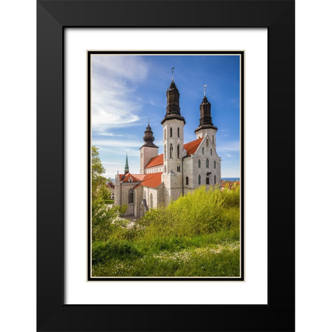 Sweden-Gotland Island-Visby-Visby Cathedral-12th century-exterior Black Modern Wood Framed Art Print with Double Matting by Bibikow, Walter