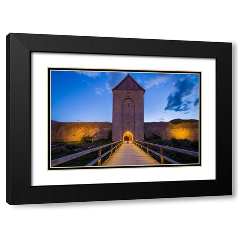 Sweden-Gotland Island-Visby-12th century city wall-most complete medieval city wall in Europe-Oster Black Modern Wood Framed Art Print with Double Matting by Bibikow, Walter