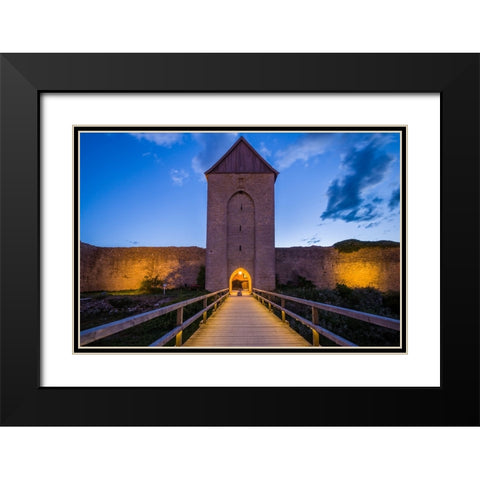 Sweden-Gotland Island-Visby-12th century city wall-most complete medieval city wall in Europe-Oster Black Modern Wood Framed Art Print with Double Matting by Bibikow, Walter