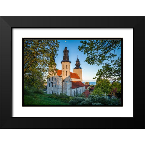 Sweden-Gotland Island-Visby-Visby Cathedral-12th century-exterior Black Modern Wood Framed Art Print with Double Matting by Bibikow, Walter