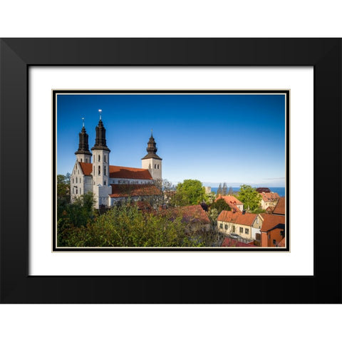 Sweden-Gotland Island-Visby-Visby Cathedral-12th century-exterior Black Modern Wood Framed Art Print with Double Matting by Bibikow, Walter