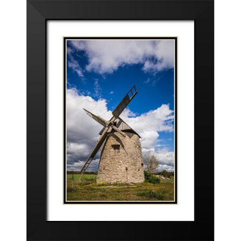 Sweden-Gotland Island-Botvatte-old windmill Black Modern Wood Framed Art Print with Double Matting by Bibikow, Walter