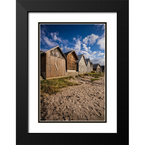 Sweden-Gotland Island-Djupvik-fishing shacks Black Modern Wood Framed Art Print with Double Matting by Bibikow, Walter