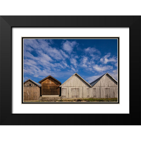 Sweden-Gotland Island-Djupvik-fishing shacks Black Modern Wood Framed Art Print with Double Matting by Bibikow, Walter
