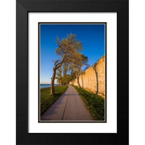 Sweden-Gotland Island-Visby-12th century city wall-most complete medieval city wall in Europe-sunse Black Modern Wood Framed Art Print with Double Matting by Bibikow, Walter