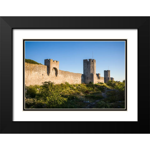 Sweden-Gotland Island-Visby-12th century city wall-most complete medieval city wall in Europe Black Modern Wood Framed Art Print with Double Matting by Bibikow, Walter