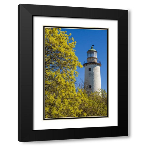Sweden-Faro Island-Skogsbo-Skogsbo Lighthouse Black Modern Wood Framed Art Print with Double Matting by Bibikow, Walter