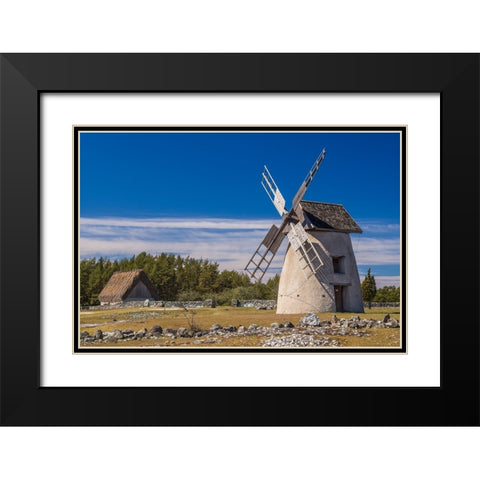Sweden-Faro Island-Eroskogs-old windmill Black Modern Wood Framed Art Print with Double Matting by Bibikow, Walter