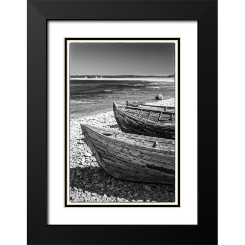 Sweden-Faro Island-Kursviken-coastal farmers fishing boats Black Modern Wood Framed Art Print with Double Matting by Bibikow, Walter