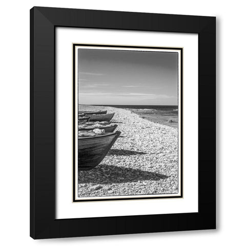 Sweden-Faro Island-Kursviken-coastal farmers fishing boats Black Modern Wood Framed Art Print with Double Matting by Bibikow, Walter