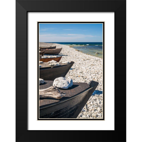 Sweden-Faro Island-Kursviken-coastal farmers fishing boats Black Modern Wood Framed Art Print with Double Matting by Bibikow, Walter