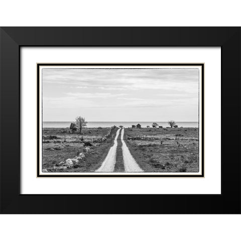 Sweden-Gotland Island-Sundre-country road-southern Gotland Black Modern Wood Framed Art Print with Double Matting by Bibikow, Walter