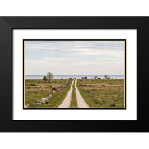 Sweden-Gotland Island-Sundre-country road-southern Gotland Black Modern Wood Framed Art Print with Double Matting by Bibikow, Walter