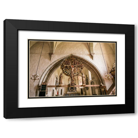 Sweden-Gotland Island-Oja-Oja church-crucifix Black Modern Wood Framed Art Print with Double Matting by Bibikow, Walter