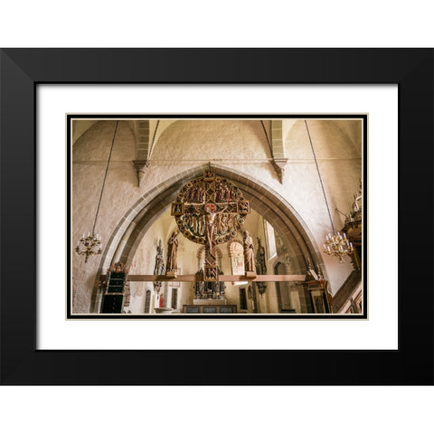 Sweden-Gotland Island-Oja-Oja church-crucifix Black Modern Wood Framed Art Print with Double Matting by Bibikow, Walter